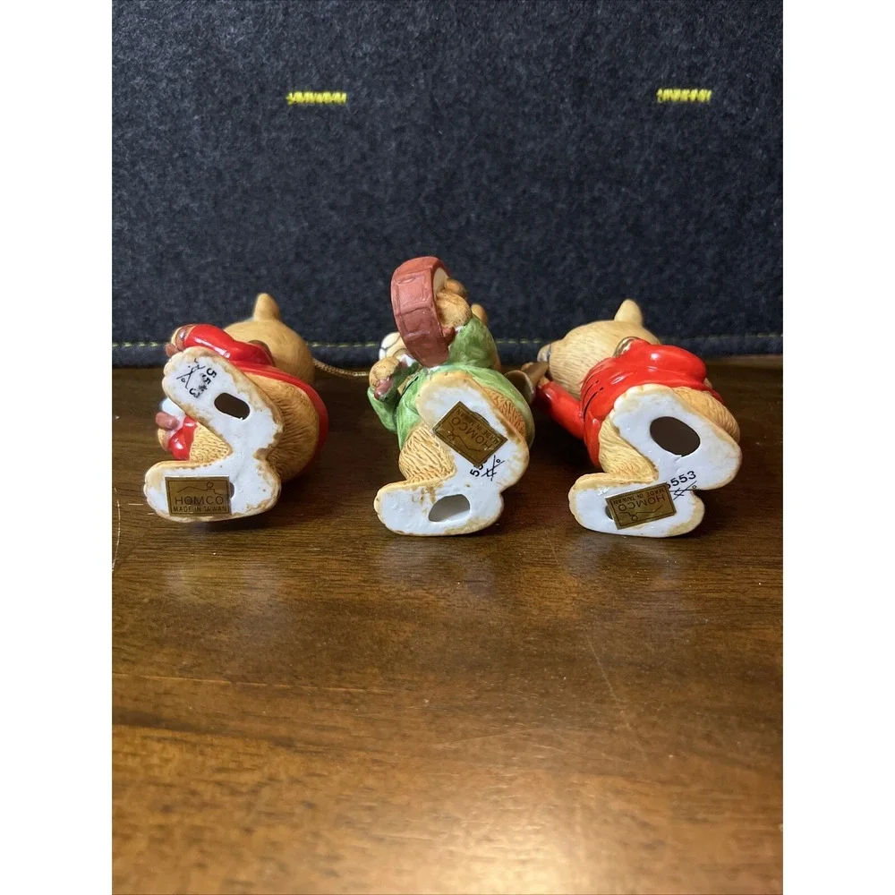 Homco Musical Bears Christmas‎ Ornaments #5553 Christmas Set of 3